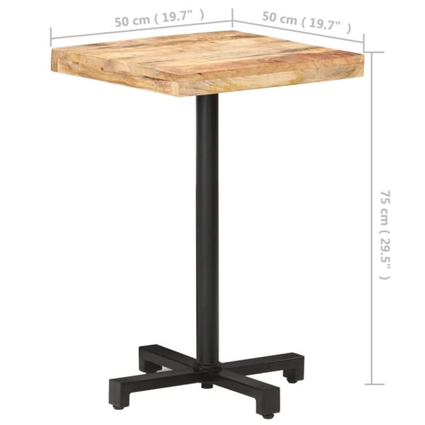The Living Store bistrobord 50x50x75 cm firkantet ru mangotræ -  Spiseborde