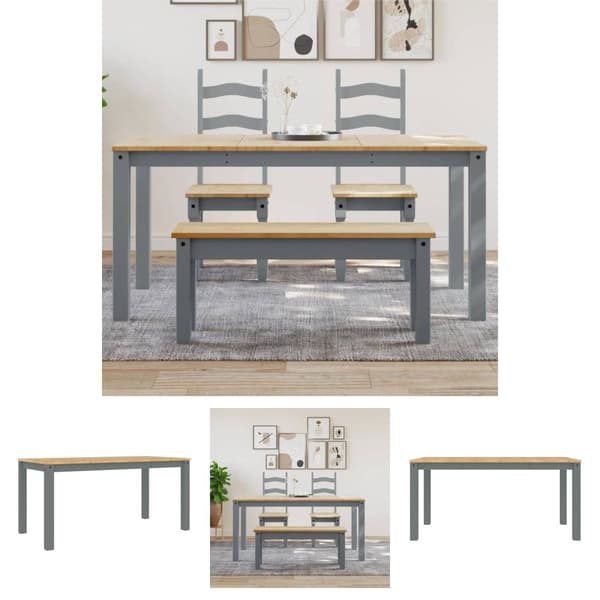 The Living Store spisebord Panama 160x80x75 cm massivt fyrretræ grå -  Spiseborde