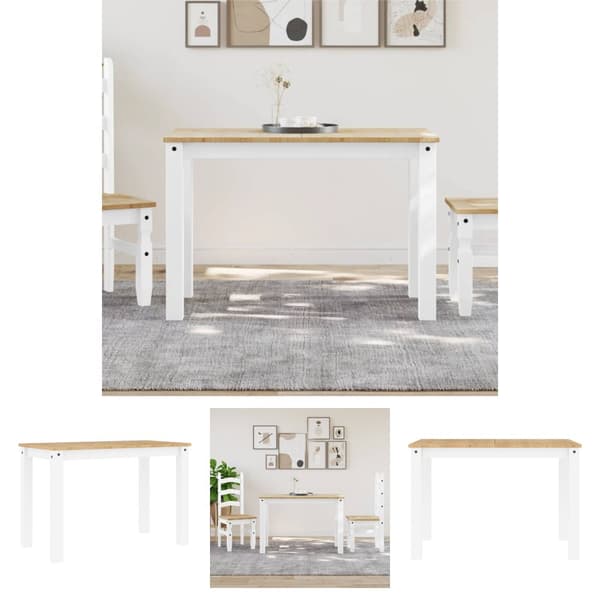The Living Store spisebord Panama 117x60x75 cm massivt fyrretræ hvid -  Spiseborde