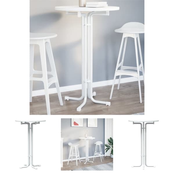 The Living Store spisebord Ø70x110 cm konstrueret træ og stål hvid -  Spiseborde