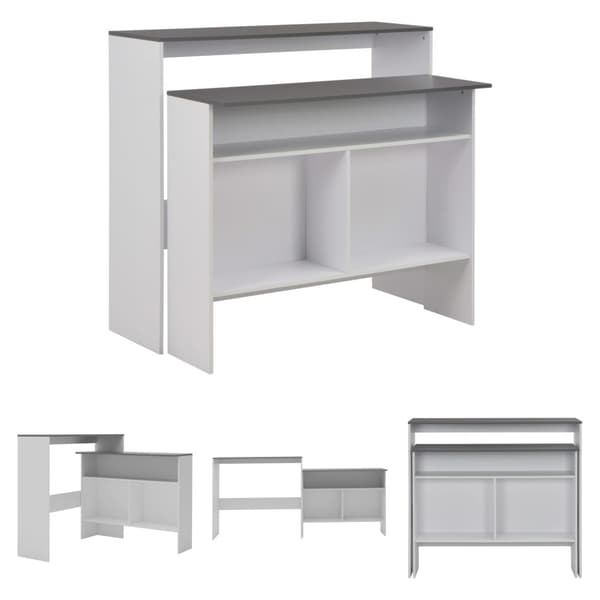 The Living Store Barbord med 2 bordsskivor vit och grå 130x40x120 cm -  Matbord