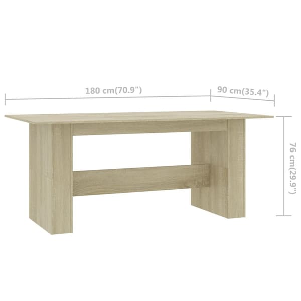 The Living Store Matbord sonoma-ek 180x90x76 cm spånskiva -  Matbord