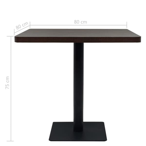 The Living Store Bistrobord MDF och stål fyrkantigt 80x80x75 cm mörk aska -  Matbord