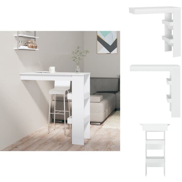 Keittiön & ruokapöydät - Living Seinäkiinnitettävä baaripöytä valk. 102x45x103,5cm tekninen puu