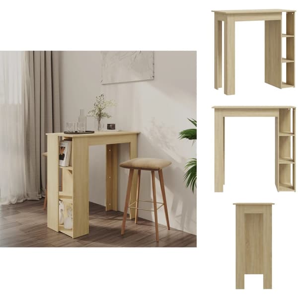 Keittiön & ruokapöydät - Living Baaripöytä hyllyllä Sonoma-tammi 102x50x103,5 cm tekninen puu