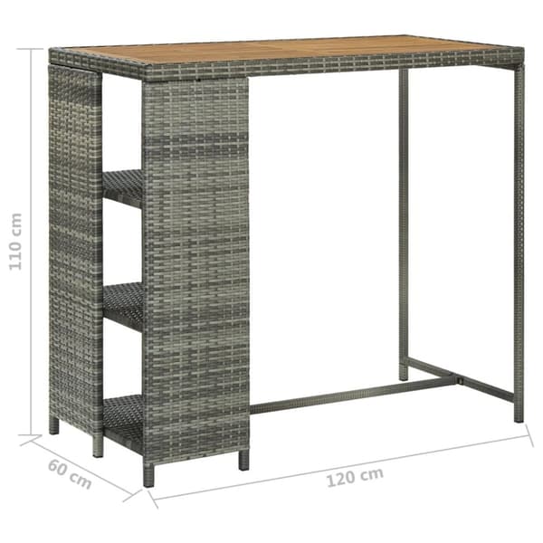 Keittiön & ruokapöydät - Living Baaripöytä säilytystelineellä harmaa 120x60x110 cm polyrottinki