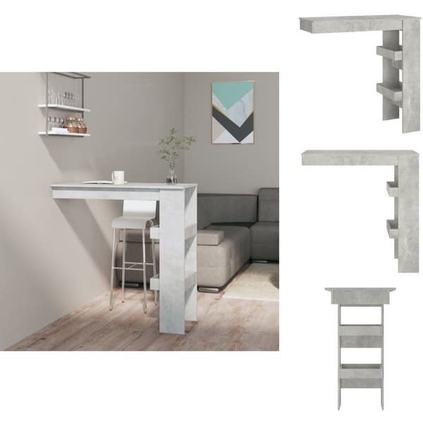 Matbord - Living Barbord väggmonterat betonggrå 102x45x103,5 cm konstruerat trä