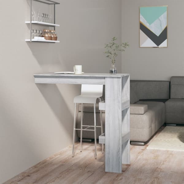 Matbord - Living Barbord väggmonterat grå sonoma 102x45x103,5 cm konstruerat trä