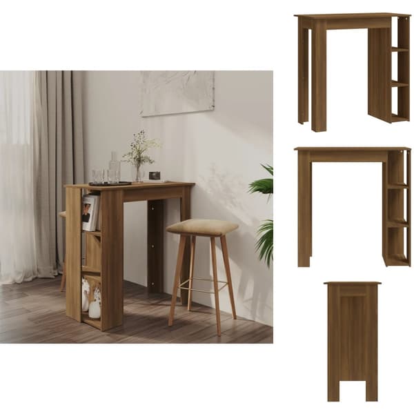 Matbord - Living Barbord med hylla brun ek 102x50x103,5 cm konstruerat trä