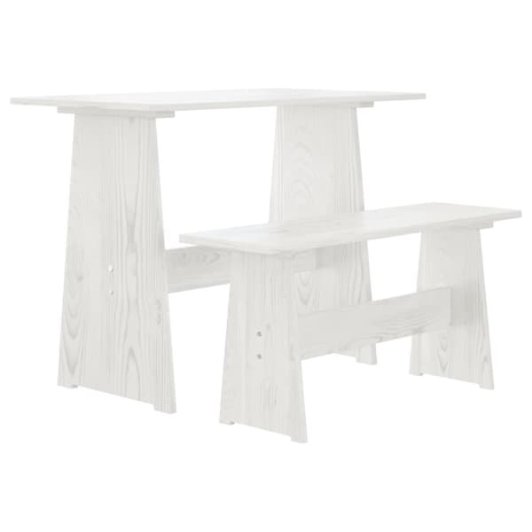 Matbord - Living Matbord med bänk vit massiv furu