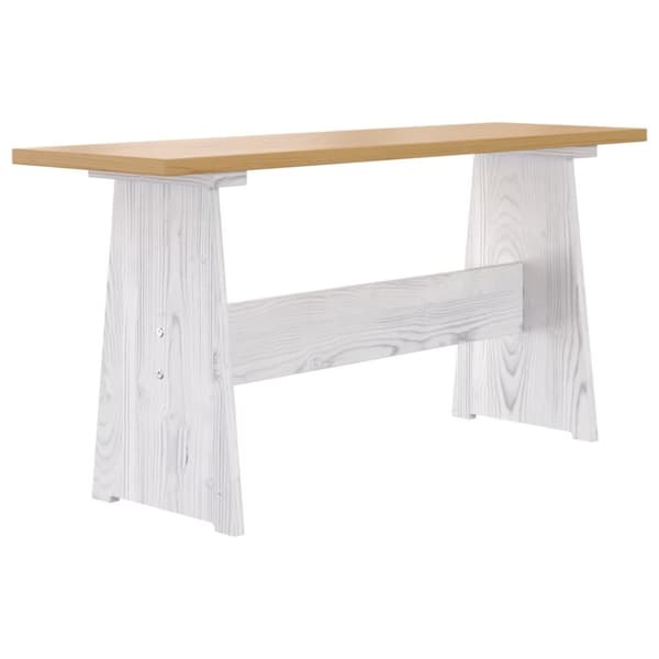 Spiseborde - Living spisebord med bænk massivt fyrretræ gyldenbrun og hvid
