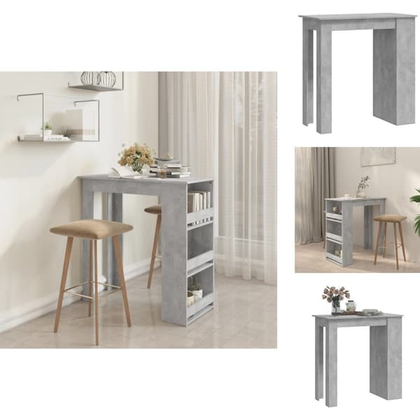 Matbord - Living Barbord med förvaringshyllor betonggrå 102x50x103,5cm spånskiva