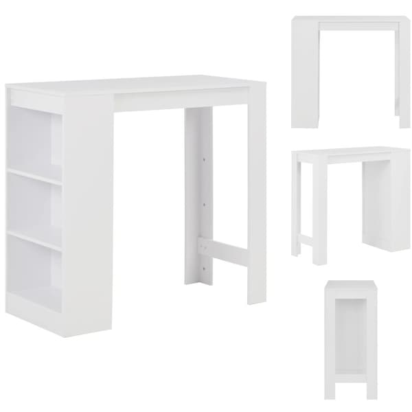 Keittiön & ruokapöydät - Living Baaripöytä hyllyllä valkoinen 110x50x103 cm