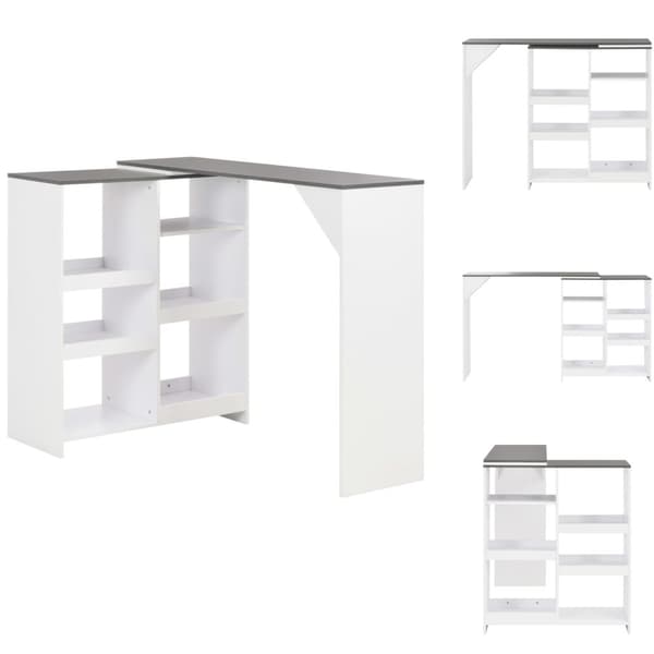 Matbord - Living Barbord med flyttbar hylla vit 138x39x110 cm