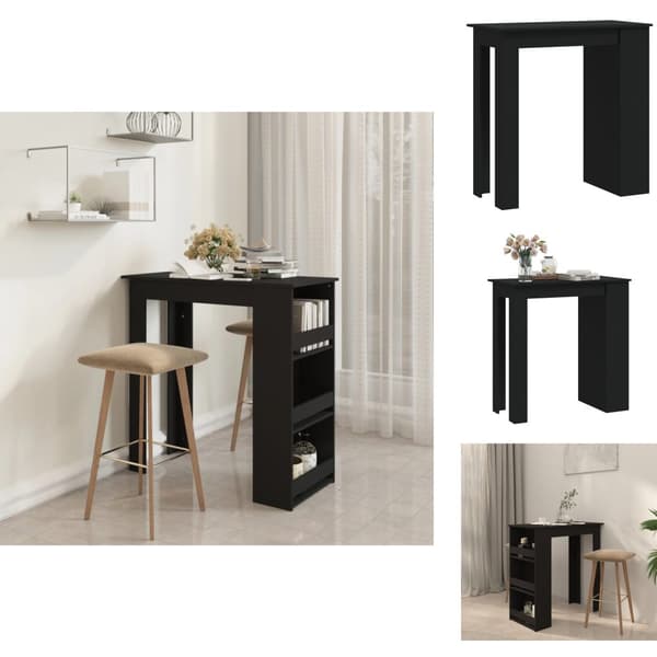 Matbord - Living Barbord med förvaringshyllor svart 102x50x103,5 cm spånskiva