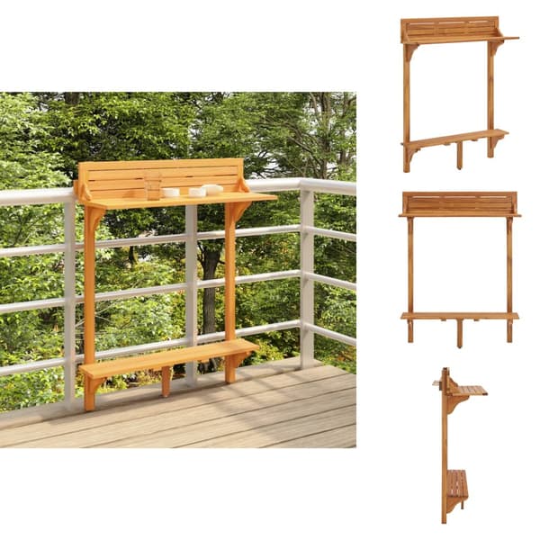 Keittiön & ruokapöydät - Living Parvekkeen baaripöytä 90x37x122,5 cm täysi akaasiapuu