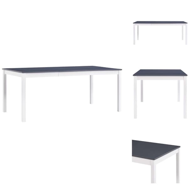 Spiseborde - Living spisebord 180 x 90 x 73 cm fyrretræ hvid og grå
