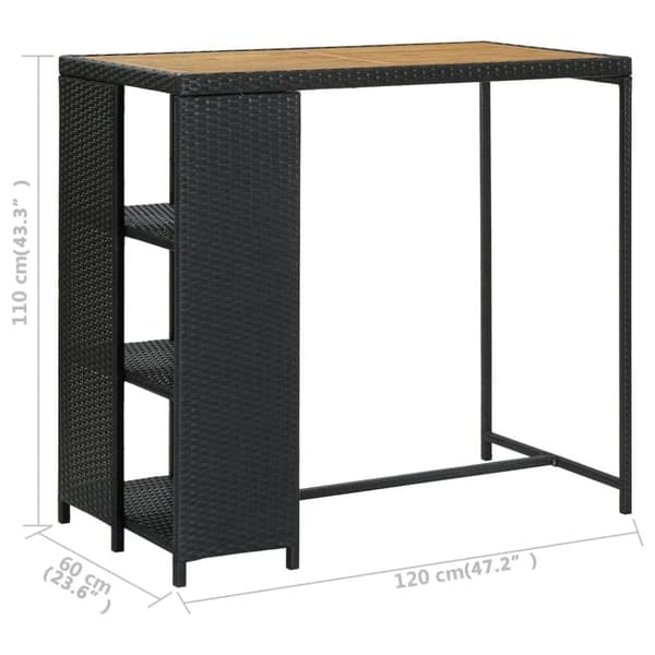 Matbord - Living Barbord med förvaringshyllor svart 120x60x110 cm konstrotting