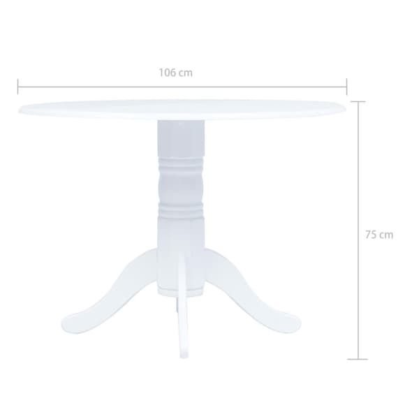 Spisebord 106 cm massivt gummitræ hvid - Spisebord - Spiseborde - Home & Living