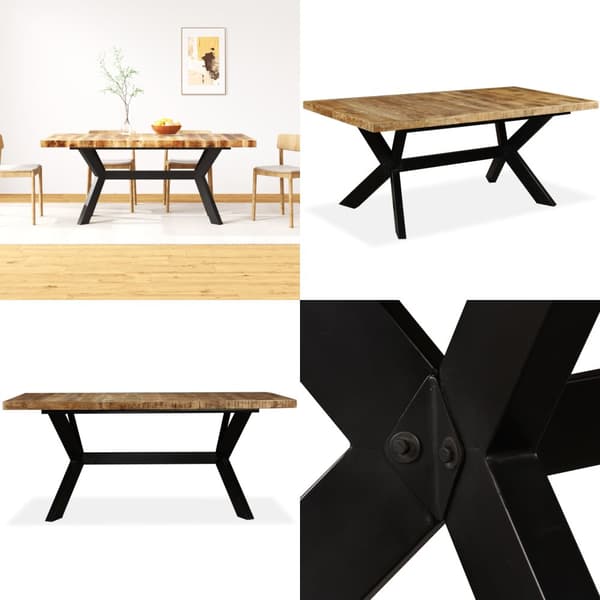 Matbord massivt mangoträ och stål kryss 180 cm - Matbord - Bord - Home & Living