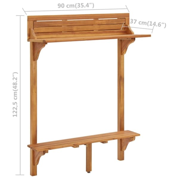 Parvekkeen baaripöytä 90x37x122,5 cm täysi akaasiapuu - Baaripöytä - Baaripöydät - Home & Living