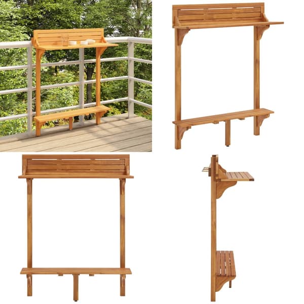 Parvekkeen baaripöytä 90x37x122,5 cm täysi akaasiapuu - Baaripöytä - Baaripöydät - Home & Living