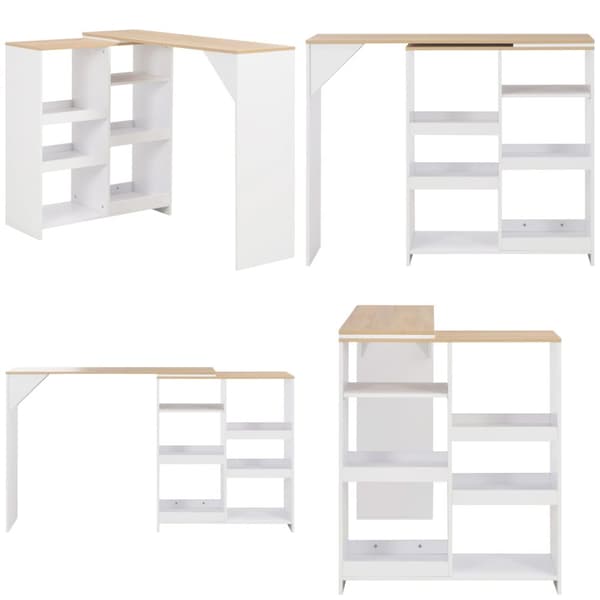 Barbord med bevægelig hylde 138x39x110 cm hvid - Barbord - Barborde - Home & Living