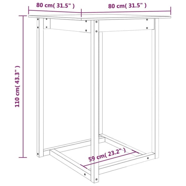 Baaripöytä 80x80x110 cm täysi mänty - Bistropöytä - Bistropöydät - Home & Living