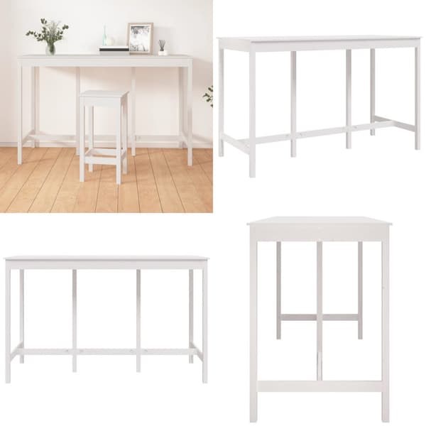 Baaripöytä valkoinen 180x80x110 cm täysi mänty - Bistropöytä - Bistropöydät - Home & Living