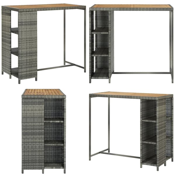 Barbord med förvaringshyllor grå 120x60x110 cm konstrotting - Barbord - Bar Bord - Home & Living