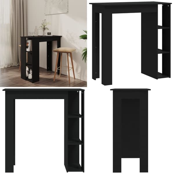 Barbord med hylla svart 102x50x103,5 cm konstruerat trä - Barbord - Bord - Home & Living