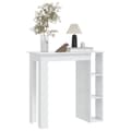 Miniatyrbillede 6 af 9: Barbord med hylde 102x50x103,5 cm konstrueret træ hvid højglans - Barbord - Barborde - Home & Living