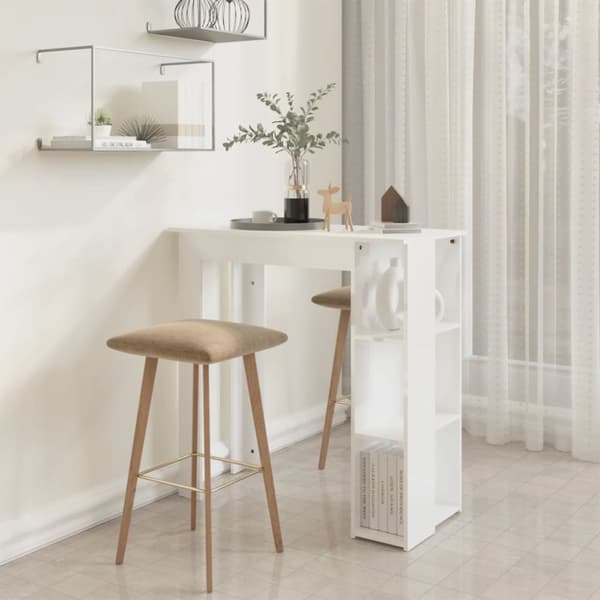 Barbord med hylde 102x50x103,5 cm konstrueret træ hvid højglans - Barbord - Barborde - Home & Living