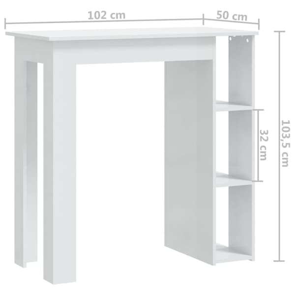 Barbord med hylde 102x50x103,5 cm konstrueret træ hvid højglans - Barbord - Barborde - Home & Living