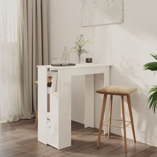 Barbord med hylde 102x50x103,5 cm konstrueret træ hvid højglans - Barbord - Barborde - Home & Living
