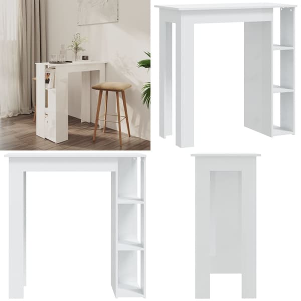 Barbord med hylde 102x50x103,5 cm konstrueret træ hvid højglans - Barbord - Barborde - Home & Living