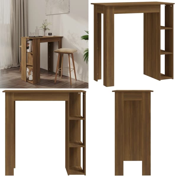 Barbord med hylla brun ek 102x50x103,5 cm konstruerat trä - Barbord - Bord - Home & Living