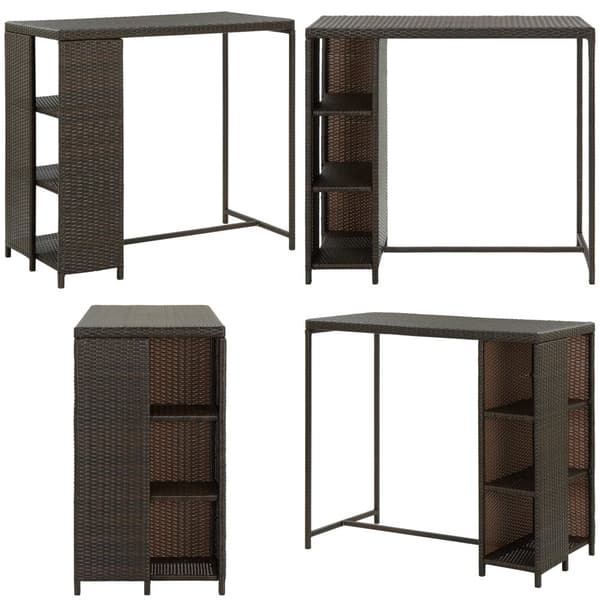 Barbord med förvaringshyllor brun 120x60x110 cm konstrotting - Barbord - Bar Bord - Home & Living