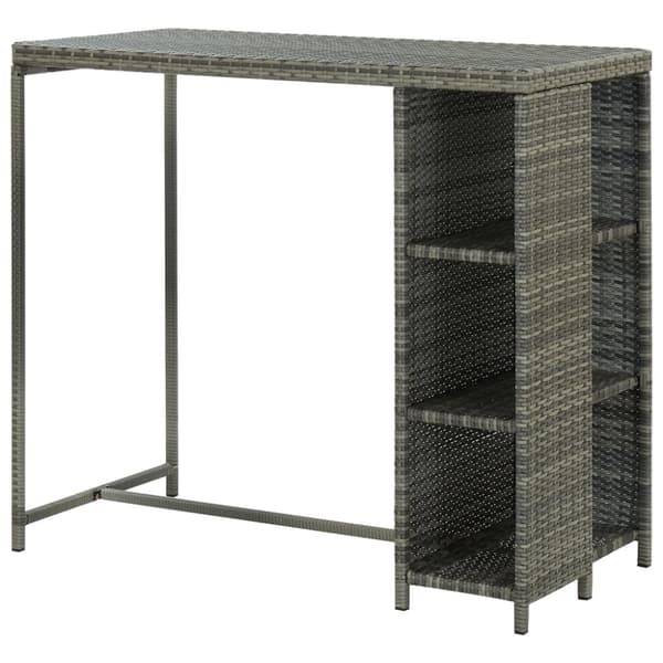 Barbord med förvaringshyllor grå 120x60x110 cm konstrotting - Barbord - Bar Bord - Home & Living