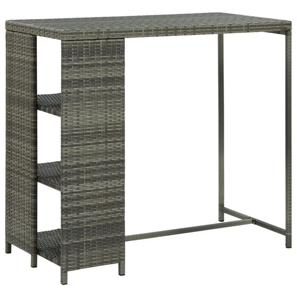 Barbord med förvaringshyllor grå 120x60x110 cm konstrotting - Barbord - Bar Bord - Home & Living