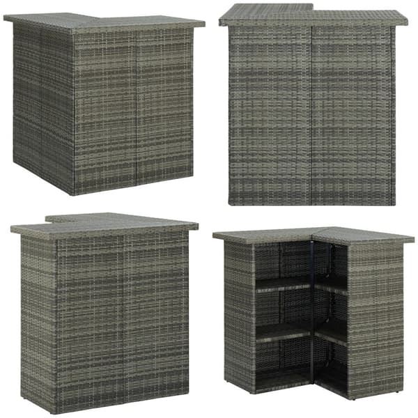 Kulmabaaripöytä harmaa 100x50x105 cm polyrottinki - Baaripöytä - Baaripöydät - Home & Living