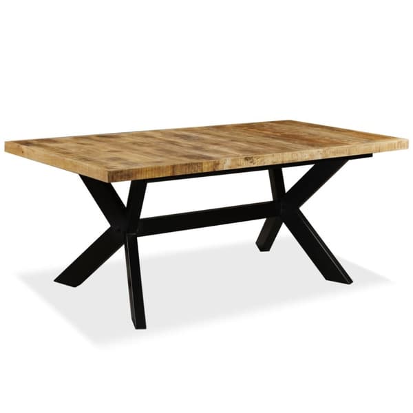 spisebord i massivt mangotræ og stål krydsstel 180 cm
