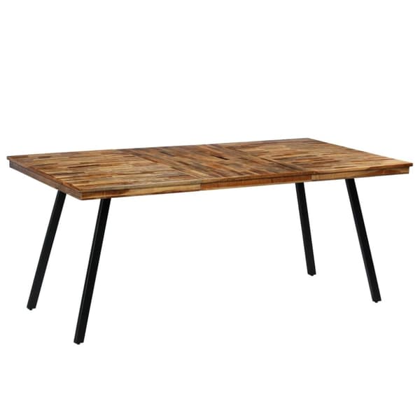 spisebord i genanvendt teak og stål 180 x 90 x 76 cm