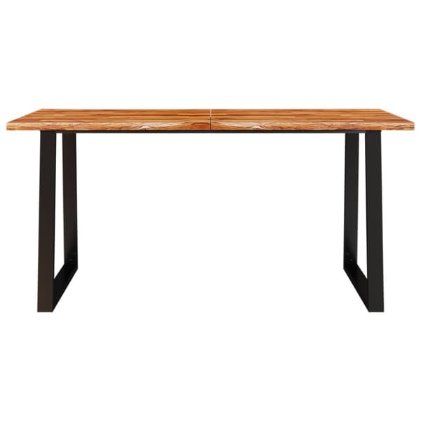 Ruokapöytä elävillä reunoilla 160x80x75 cm täysi akasiapuu