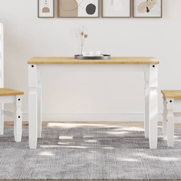 Ruokapöytä Corona valkoinen 112x60x75 cm täysi mänty