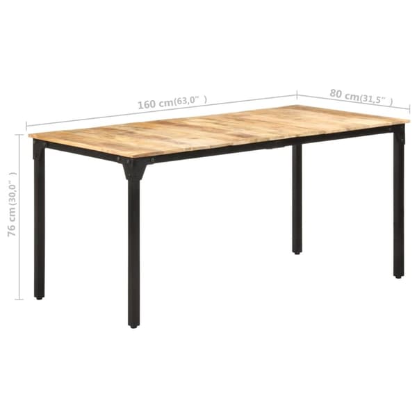 Matbord 160x80x76 cm grovt mangoträ