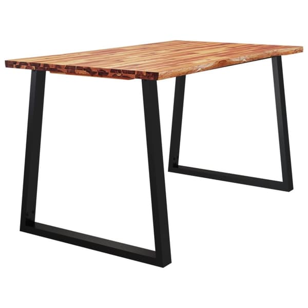 Matbord med levande kant 140x80x75 cm massivt akaciaträ