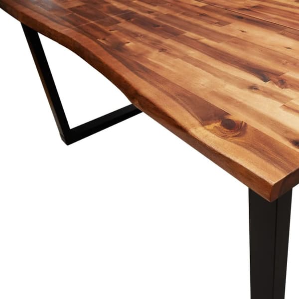 Matbord med levande kant 140x80x75 cm massivt akaciaträ