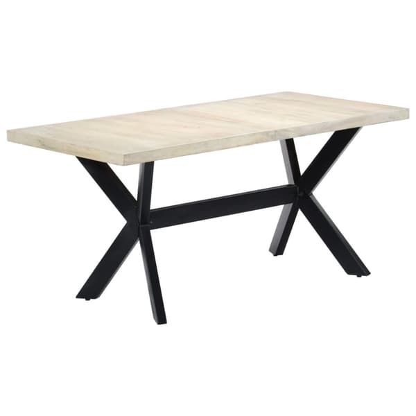 Matbord vit 160x80x75 cm massivt mangoträ