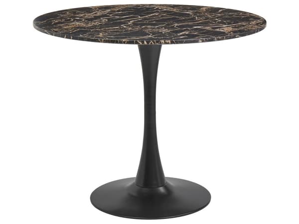 Spisebord Svart Gull Marmoreffekt Bordplate i MDF Understell i metall ø 90 cm Rund form Industriell stil Kjøkkenbord Spisestue Kjøkken